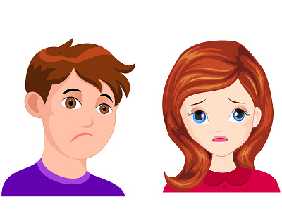 face expre boy boy face comic digital art face face expression flat girl girl face illustration illustrator sad expression sad face vector