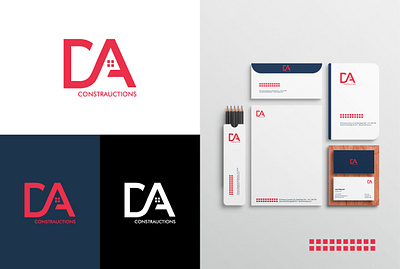 DA CONSTRUCTIONS - LOGO & BRANDING art direction art director design flat logo logo design logo designer logo mark logotype minimal