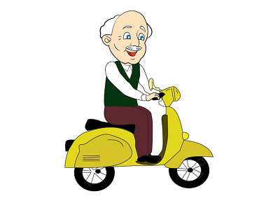 grandpa cartoon comic design digital art grandpa graphic design illustration illustrator logo mascot old man old man on scooter scooter vector