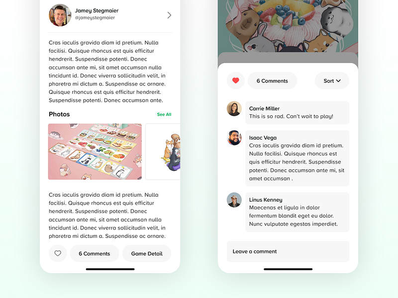 Cardboard Companion Community Picks app board game clean comment design digital flat ios minimal product design simple social media typography ui
