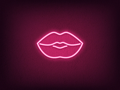 Pink Lips beauty cosmetic fashion glamour icon illustration kiss light lips logo mouth neon outline pink sexy sign silhouette symbol woman