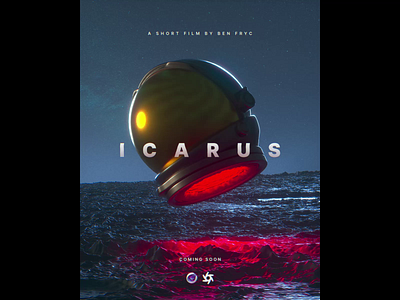 ICARUS Animated Movie Poster 3d art 3d modeling animated astronaut cinema4d cosmonaut film helmet loop moon movie movie poster octane promo sciencefiction scifi short short film space spaceship