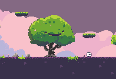 happy tree gamedesign pixelart retro
