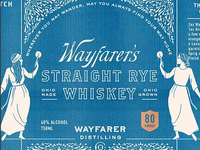 Wayfarer's Whiskey - Branding + Packaging Concepts alcohol label design label packaging logo packaging whiskey whiskey label