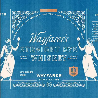 Wayfarer's Whiskey - Branding + Packaging Concepts alcohol label design label packaging logo packaging whiskey whiskey label