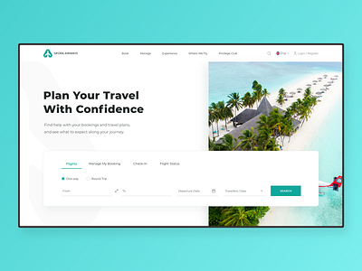 Airline web application airline app landing page booking app cyan landing page landing page design ticket booking ui ux web design website website design