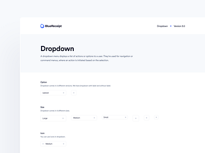 BlueReceipt’s Design System: Pangea ✶ Dropdowns button button design buttons design system dropdown dropdown design dropdown rules dropdown states hand off library pattern saas ui