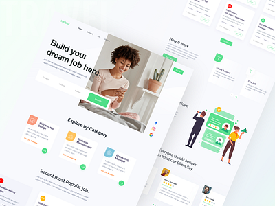 Job finder landing page v2 branding clean design illustration job job finder jobs landing page landing page design landing page ui landingpage minimal uidesign uiux web design