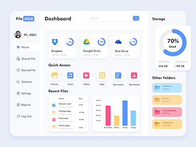 File Manager Dashboard Design adobe app app design blue clean concept daily ui dailyuichallenge dashboad dashboard app dashboard design dashboard ui design file management interface product design ui ui design ux ux design