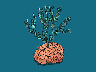 Growth Mindset brain design growth illustration mind mindfulness mindset plant procreate texture