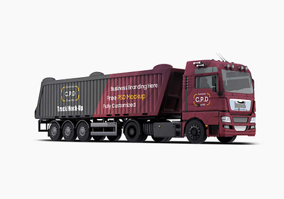 Dump Truck Mockup Free PSD branding mockup dump truck mockup mockup psd travel truck mockup truck mockup psd