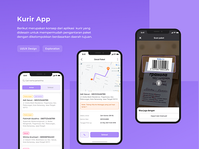 Eksplorasi Aplikasi Kurir courier app dailyui exploration ui ui design ux