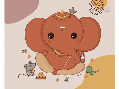 Ganesha 01 adobe illustrator ganesha illustration indian illustrator indian mythology modak mooshika mumbaistudio studiosrnga