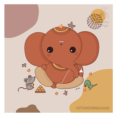 Ganesha 01 adobe illustrator ganesha illustration indian illustrator indian mythology modak mooshika mumbaistudio studiosrnga