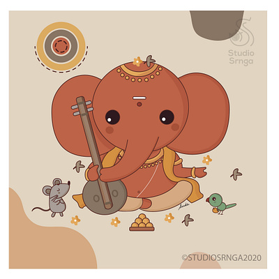 Ganesha 02 adobe illustrator design ganesha illustration indian illustrator indian mythology modak mooshika mumbaistudio studiosrnga