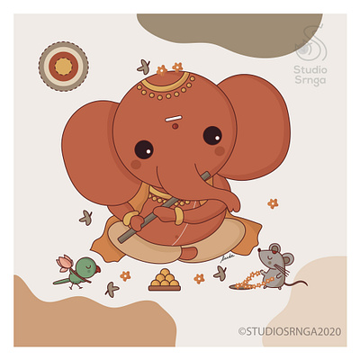 Ganesha 11 adobe illustrator design ganesha illustration indian illustrator indian mythology modak mooshika mumbaistudio studiosrnga