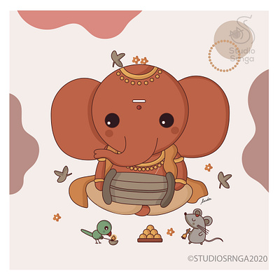 Ganesha 03 adobe illustrator design ganesha illustration indian illustrator indian mythology modak mooshika mumbaistudio studiosrnga