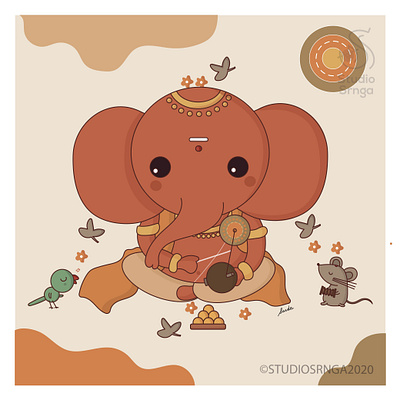 Ganesha 07 adobe illustrator design ganesha illustration indian illustrator indian mythology modak mooshika mumbaistudio studiosrnga