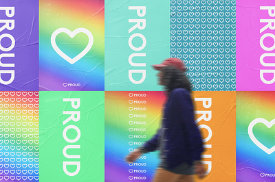 Proud by Looka advertising billboard brand identity branding branding and identity branding design lgbtq logo logo design logos ai lookadesign mockup mockup design poster poster design print design