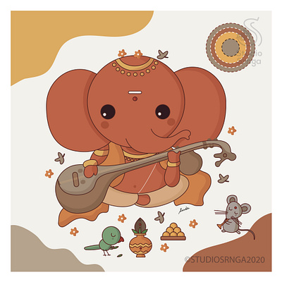 Ganesha 12 adobe illustrator design ganesha illustration indian illustrator indian mythology modak mooshika mumbaistudio studiosrnga