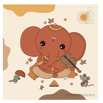 Ganesha 09 adobe illustrator design ganesha illustration indian illustrator indian mythology modak mooshika mumbaistudio studiosrnga