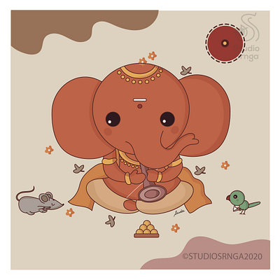 Ganesha 05 adobe illustrator design ganesha illustration indian illustrator indian mythology modak mooshika mumbaistudio studiosrnga