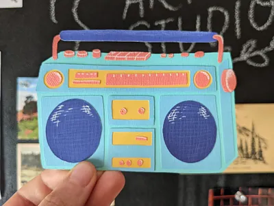 Vintage cut paper boom box 70s 80s 80s style art artwork boombox cut paper design illustration paper paper art vintage vintage design