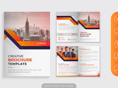 Clean Corporate Orange Color Bi Fold Business Brochure Design bi fold bi fold brochure company profile presentation