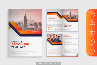 Clean Corporate Orange Color Bi Fold Business Brochure Design bi fold bi fold brochure company profile presentation