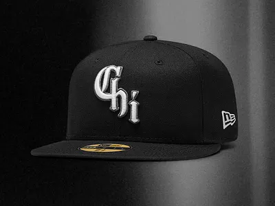 Chicago White Sox "Chi" Hat baseball black blackletter cap chicago design gothic hat southside sox sports uniform white wordmark