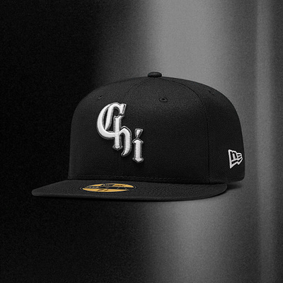 Chicago White Sox "Chi" Hat baseball black blackletter cap chicago design gothic hat southside sox sports uniform white wordmark