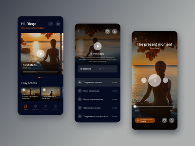 Meditation concept App app app design design inspiration meditation meditation app mobile app mobile ui relaxation ui ui ux uiux ux ux ui ux design