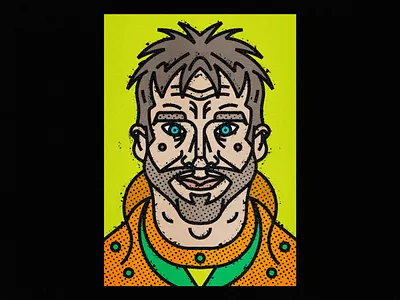 Cool Guy art print beard boy cool eyes face geometrical guy hair human illustration line art lines man men nose people portrait thick lines vectorart