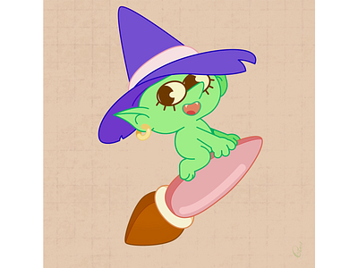 Witchcraft brush cartoon character design design flat flat illustration hat illustration kawai magic mascot character vector illustration witch witchcraft