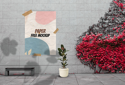 Poster Taped on Wall Free Mockup design free mockup freebie mockup template mockups poster poster mockup