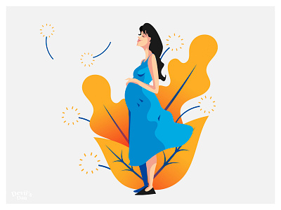 Pregnancy // Illustration devilsdan digital art digital illustrations femenine happy illustration pregnancy pregnant woman vector woman