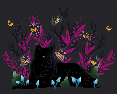 Wolf Illustration V1 colorful design art fantasy art fireflies forest forest animals illustration nature illustration wolf woods