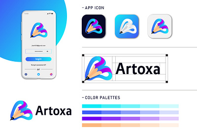 Artoxa Brand Identity App Icon Design. a logo abstract app app icon art brand identity branding design identity letter logo logo design logo designer logo mark logodesign marketing concept modern s letter logo software symbol technology unused
