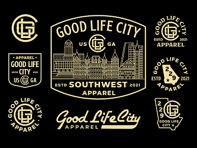 Good Life City america apparel badge badge design badges branding city clothing clothing brand fashion geometric georgia illustration landmark line art logo logotype map mark t shirt