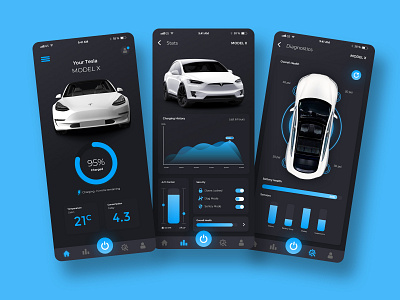 Tesla App UI Design Concept animation app branding design illustration illustrator typography ui ux vector web website