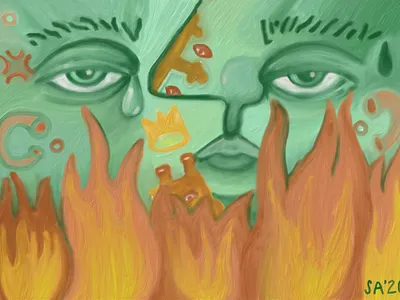 Through Flames 2020 adobefresco art artist eyes flames heart illustration ipad pro ipad pro art oil paint oilpaint brush oilpainting terracota