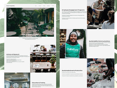 Sustainability Landing Page - Services Page green hospitality landing page minimal minimalism sustainability tourism ui design ux web web design website