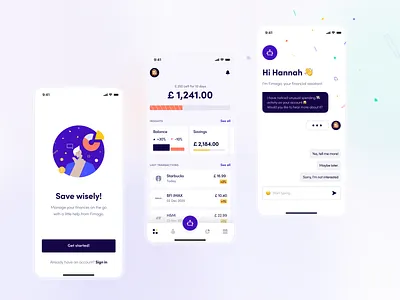 Fimago - Saving expert! #1 assistant banking bot chart chatbot dashboard finance fintech flat illustration geometric illustration mobile money onboarding overview saving transactions ui ux