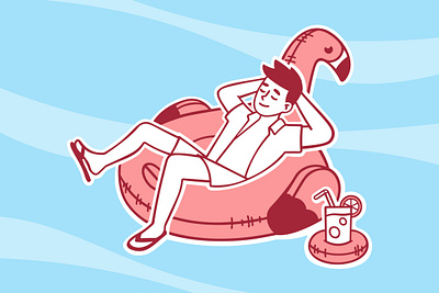 Summer vibes blue boy chillout coctail illustrations illustrator inflatable ring pink procreate restaurant sea sketch speedpaint summer swim vector vibes wave