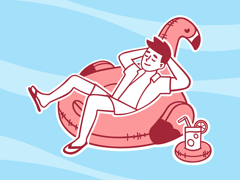 Summer vibes blue boy chillout coctail illustrations illustrator inflatable ring pink procreate restaurant sea sketch speedpaint summer swim vector vibes wave
