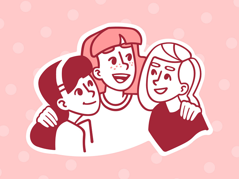 Friendship friends friendship girls illustration illustrations illustrator pink procreate red sketch speedpaint vector