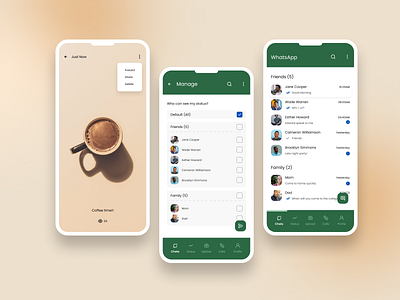 WhatsApp chat app redesign app app design brand chat chat app design messenger messenger app minimal mobile ui simple design ui uidesign uiux userexperience userinterface uxdesign whatsapp redesign