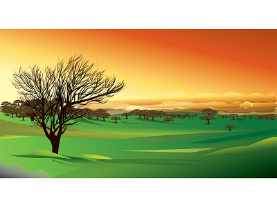 landscape cartoon colouring design digital art digital painting ground illustration illustrator landscape painting scenery sky trees vector