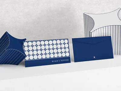 Kumar L Santosh Envelope Design 3d branding cinema 4d clean design envelope floral graphic design insignia luxury minimal modern navy blue pattern pattern design personal branding render stationery typography white