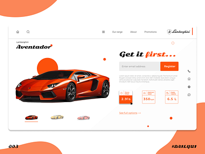 Daily UI Entry 003 dailyui design illustration lamborghini ui ux web